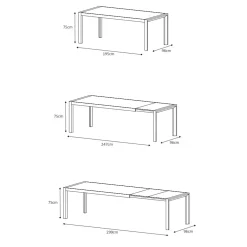 Tavolo da giardino allungabile alluminio 12 posti (195/300 x 96 cm) Amalfi Bianco