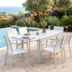 Tavolo da giardino allungabile alluminio 8 posti (90/180 x 90 cm) Murano Bianco