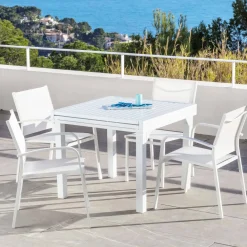 Tavolo da giardino allungabile alluminio 8 posti (90/180 x 90 cm) Murano Bianco