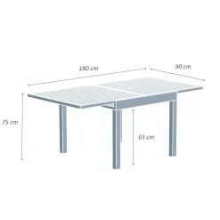 Tavolo da giardino allungabile in alluminio 8 posti (90/180 x 90 cm) Murano Blu petrolio