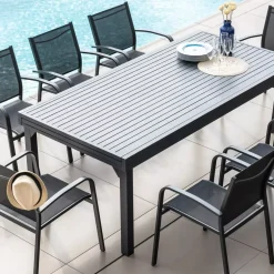 Tavolo da giardino allungabile alluminio 12 posti (200/320 x 100 cm) Murano Grigio antracite