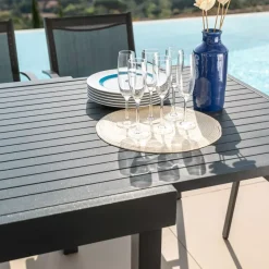 Tavolo da giardino allungabile alluminio 12 posti (200/320 x 100 cm) Murano Grigio antracite