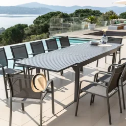 Tavolo da giardino allungabile alluminio 12 posti (200/320 x 100 cm) Murano Grigio antracite