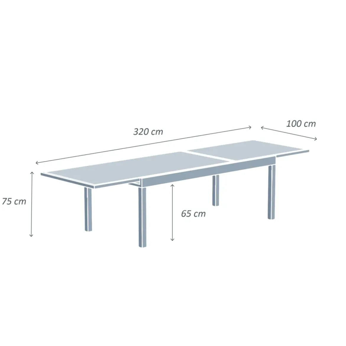 Tavolo da giardino allungabile in vetro 12 posti (200/320 x 100 cm) Murano Bianco