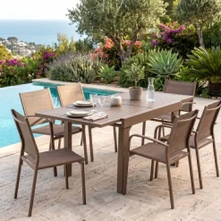 Tavolo da giardino allungabile in alluminio 8 posti (90/180 x 90 cm) Murano Bronzo