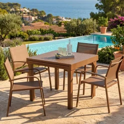 Tavolo da giardino allungabile in alluminio 8 posti (90/180 x 90 cm) Murano Bronzo