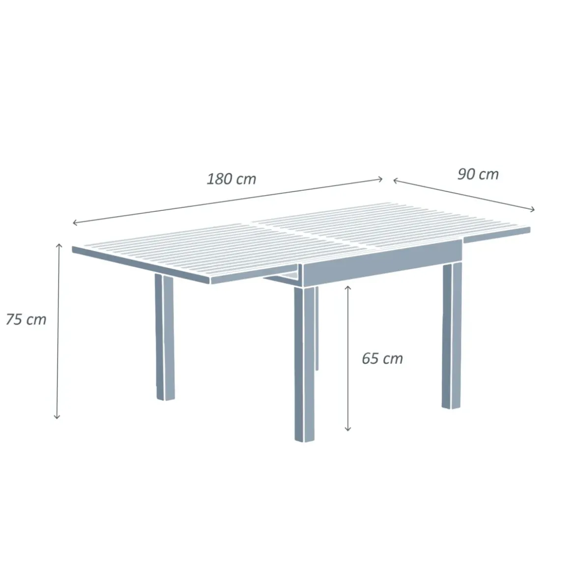 Tavolo da giardino allungabile 8 posti Alluminio effetto legno Murano (180 x 90 cm)Bianco