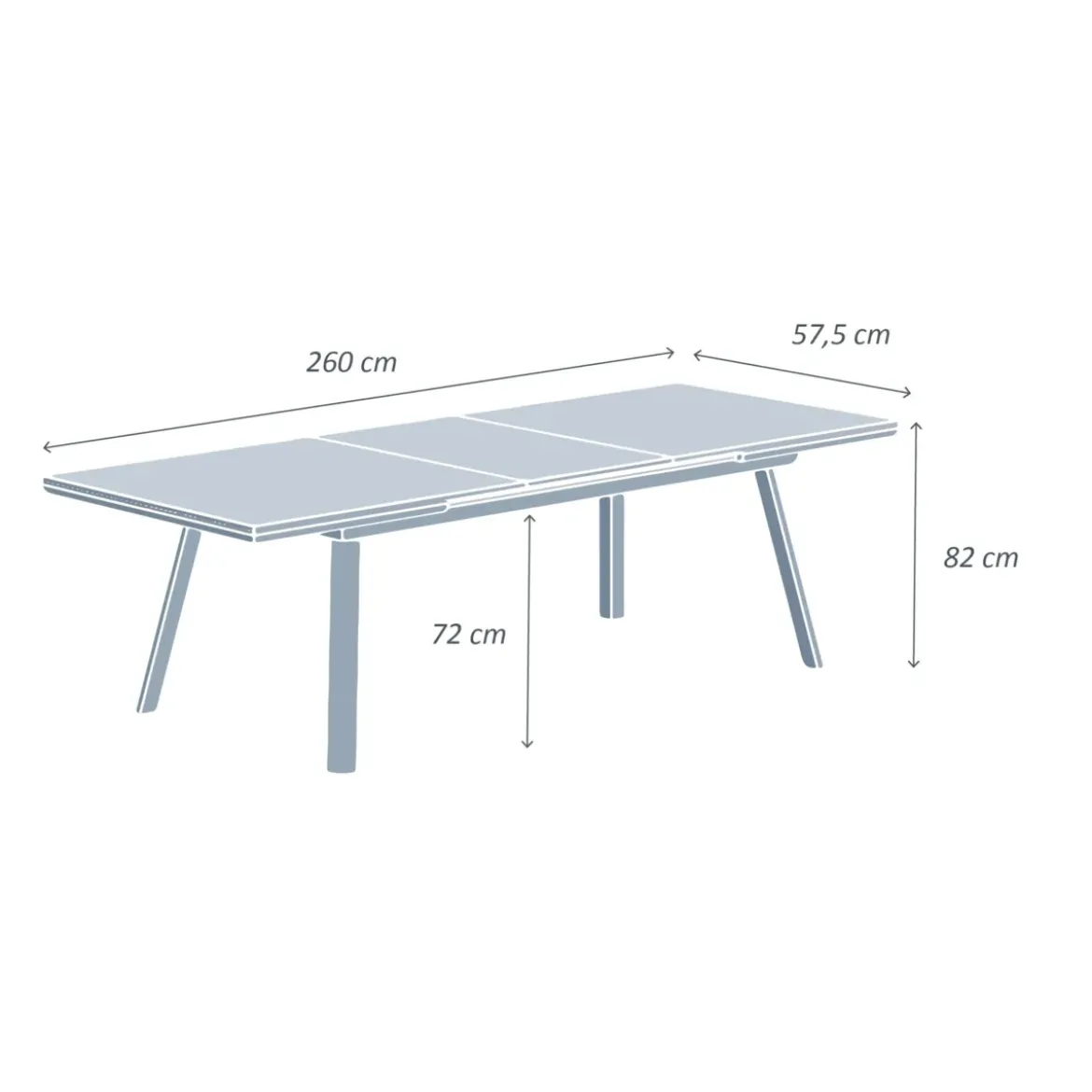 Tavolo da giardino allungabile alluminio 10 posti (260 x 96 cm) Amalfi Grigio antracite