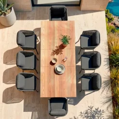 Tavolo da giardino allungabile alluminio 10 posti (260 x 96 cm) Amalfi Grigio antracite