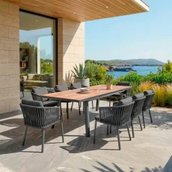 Tavolo da giardino allungabile alluminio 10 posti (260 x 96 cm) Amalfi Grigio antracite