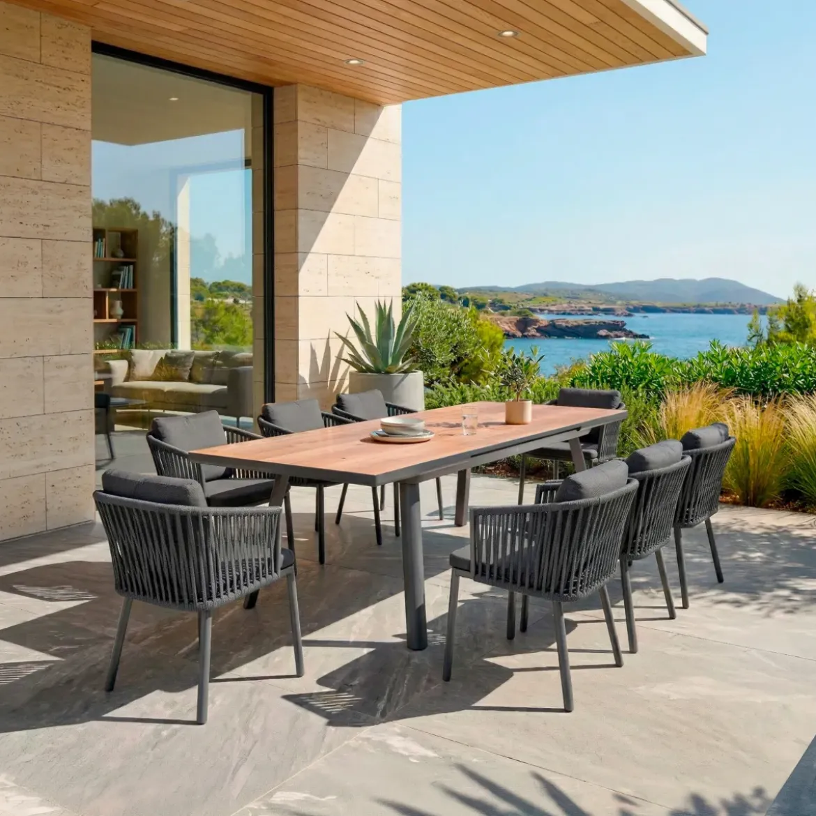 Tavolo da giardino allungabile alluminio 10 posti (260 x 96 cm) Amalfi Grigio antracite
