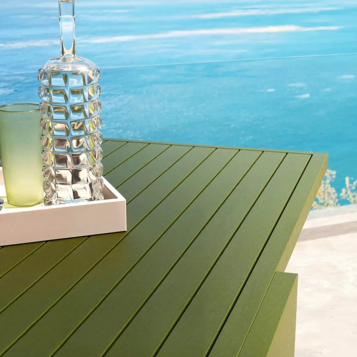 Tavolo da giardino allungabile in alluminio 8 posti (90/180 x 90 cm) Murano Verde oliva