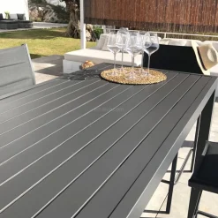 Tavolo da giardino alto in alluminio 6 posti (160 x H105 cm) Murano Grigio antracite