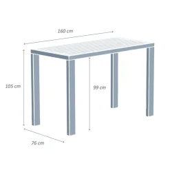 Tavolo da giardino alto in alluminio 6 posti (160 x H105 cm) Murano Grigio antracite