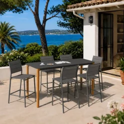 Tavolo da giardino alto in alluminio per 8 persone (200 x H105 cm) Monte Carlo Grigio antracite