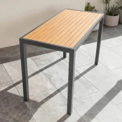 Tavolo da giardino alto in alluminio 6 posti effetto legno (160 x H105 cm) Murano Grigio antracite