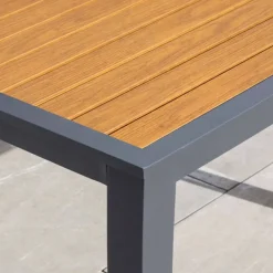 Tavolo da giardino alto in alluminio 6 posti effetto legno (160 x H105 cm) Murano Grigio antracite