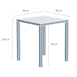 Tavolo da giardino alto quadrato alluminio 4 posti (90 x H105 cm) Murano Bianco