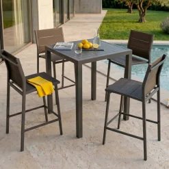 Tavolo da giardino alto quadrato alluminio 4 posti (90 x H105 cm) Murano Grigio antracite