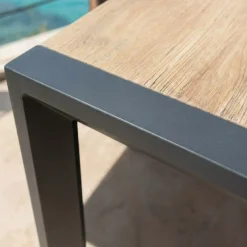Tavolo da giardino estensibile in alluminio 10 posti (180/240 x 96 cm) Amalfi Grigio antracite e legno