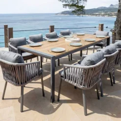Tavolo da giardino estensibile in alluminio 10 posti (180/240 x 96 cm) Amalfi Grigio antracite e legno