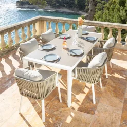 Tavolo da giardino estensibile in alluminio 10 posti (180/240 x 96 cm) Amalfi Bianco e tortora