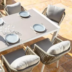 Tavolo da giardino estensibile in alluminio 10 posti (180/240 x 96 cm) Amalfi Bianco e tortora