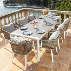 Tavolo da giardino estensibile in alluminio 10 posti (180/240 x 96 cm) Amalfi Bianco e tortora