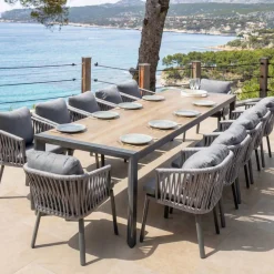 Tavolo da giardino estensibile in alluminio 12 posti (195/247/300 x 96 cm) Amalfi Grigio antracite e legno