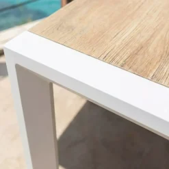 Tavolo da giardino estensibile in alluminio 12 posti (195/247/300 x 96 cm) Amalfi Bianco e legno