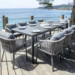 Tavolo da giardino estensibile in alluminio 10 posti (180/240 x 96 cm) Amalfi Grigio antracite