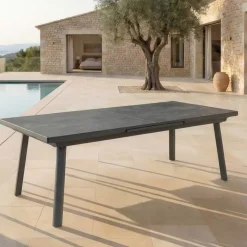 Tavolo da giardino estensibile automatico in alluminio 12 posti (240/300 x 96 cm) Amalfi Grigio antracite