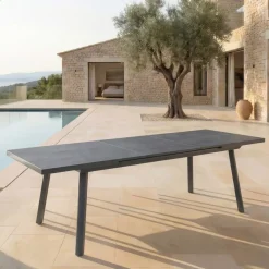Tavolo da giardino estensibile automatico in alluminio 10 posti (200/260 x 96 cm) Amalfi Grigio antracite