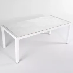 Tavolo da giardino in alluminio e ceramica 8 posti (180 x 90 cm) Modena Bianco