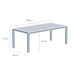 Tavolo da giardino in alluminio e ceramica 8 posti (180 x 90 cm) Modena Bianco