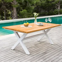 Tavolo da giardino in alluminio e legno 8 posti (200 x 100 cm) Bali Bianco