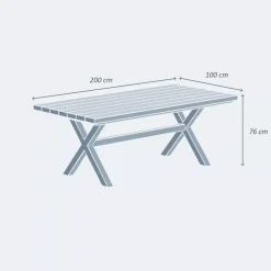 Tavolo da giardino in alluminio e legno 8 posti (200 x 100 cm) Bali Bianco