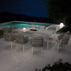 Tavolo da giardino in alluminio e ceramica 10 posti (240 x 120 cm) Kore Bianco e beige