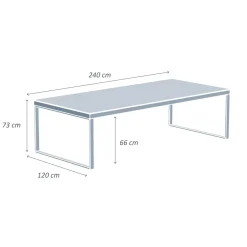Tavolo da giardino in alluminio e ceramica 10 posti (240 x 120 cm) Kore Bianco e beige
