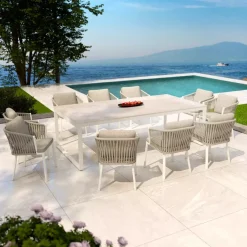 Tavolo da giardino in alluminio e ceramica 10 posti (240 x 120 cm) Kore Bianco e beige