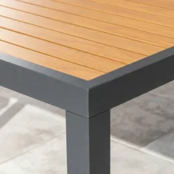 Tavolo da giardino quadrato in alluminio 4 posti (89 x 89 cm) Murano Grigio antracite ed effetto legno