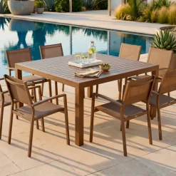 Tavolo da giardino quadrato in alluminio 8 posti (136 x 136 cm) Murano Bronzo