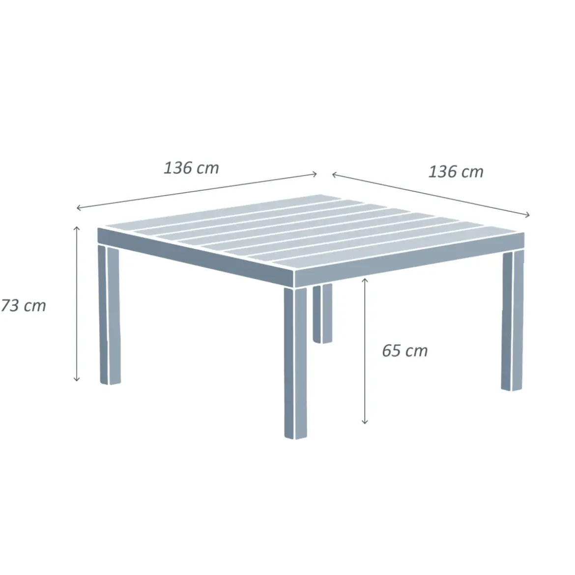 Tavolo da giardino quadrato in alluminio 8 posti (136 x 136 cm) Murano Bronzo