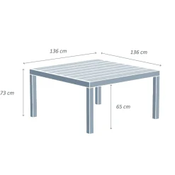Tavolo da giardino quadrato alluminio 8 posti (136 x 136 cm) Murano Grigio antracite