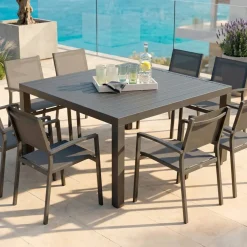 Tavolo da giardino quadrato alluminio 8 posti (136 x 136 cm) Murano Grigio antracite