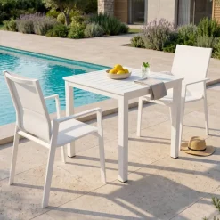 Tavolo da giardino quadrata alluminio 4 posti (70 x 70 cm) Murano Bianco