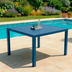 Tavolo da giardino quadrato in alluminio 8 posti (136 x 136 cm) Murano Blu petrolio