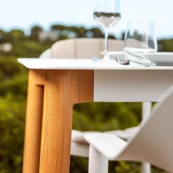 Tavolo da giardino quadrato in alluminio 2 posti (76 x 76 cm) Monte Carlo Bianco
