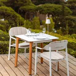 Tavolo da giardino quadrato in alluminio 2 posti (76 x 76 cm) Monte Carlo Bianco