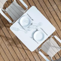 Tavolo da giardino quadrato in alluminio 2 posti (76 x 76 cm) Monte Carlo Bianco